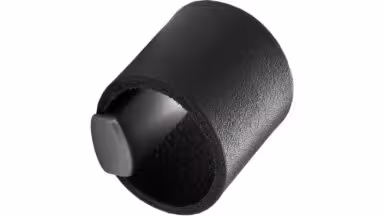 Griff DRUM Leder,Zink - Schwarz/Edelstahloptik - 40 mm lang vor weißem Hintergrund