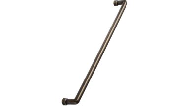 Griff EQUESTER Zink - Messing antik - 332 mm lang vor weißem Hintergrund