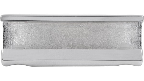 Griff Egelsbach Druckguss - Kunststoff chrom glänzend weiß - 40 mm lang  vor weißem Hintergrund