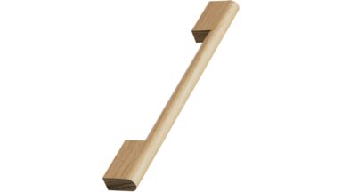 Griff FORTIS Holz Eiche - Lackiert - 316 mm lang  vor weißem Hintergrund