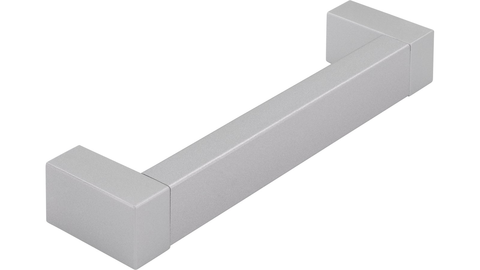 Griff Gronau Kunststoff metallfolieneffekt weißaluminium metallisiert weißaluminium - 106 mm lang  vor weißem Hintergrund