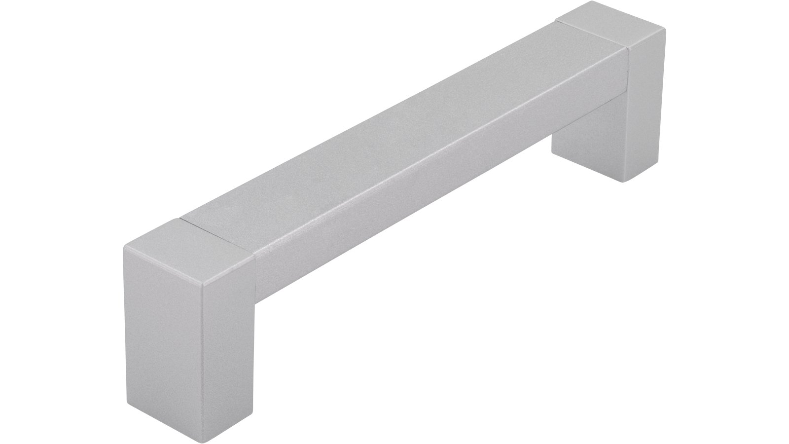 Griff Gronau Kunststoff metallfolieneffekt weißaluminium metallisiert weißaluminium - 106 mm lang  vor weißem Hintergrund