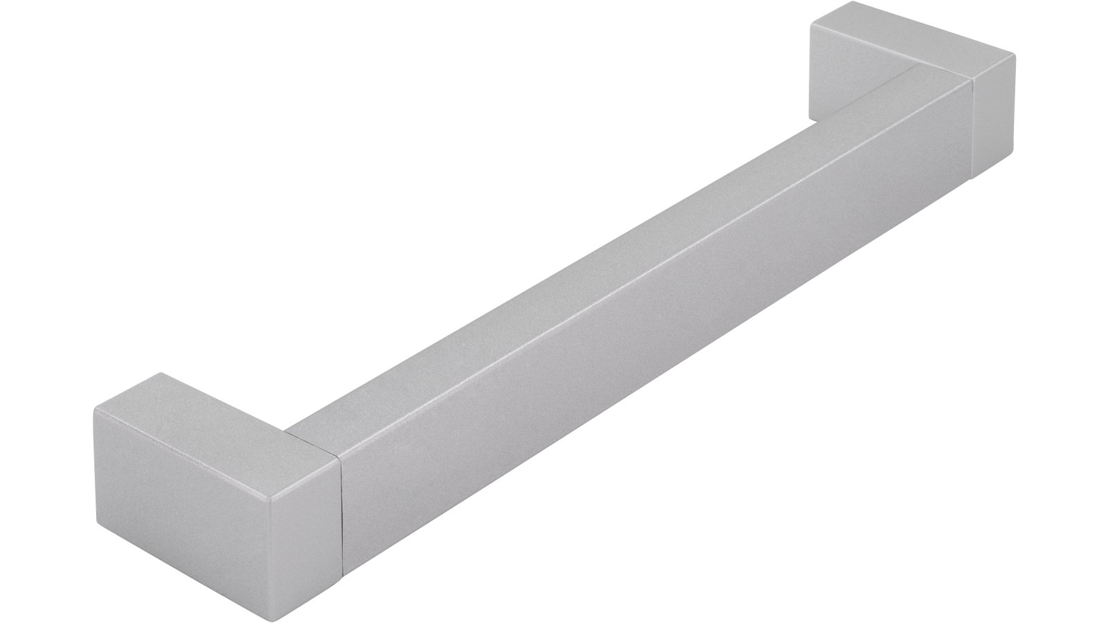 Griff Gronau Kunststoff metallfolieneffekt weißaluminium metallisiert weißaluminium - 138 mm lang  vor weißem Hintergrund