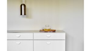 Griff HORIZON-SMALL Zink - Matt weiß - 80 mm lang  vor weißem Hintergrund