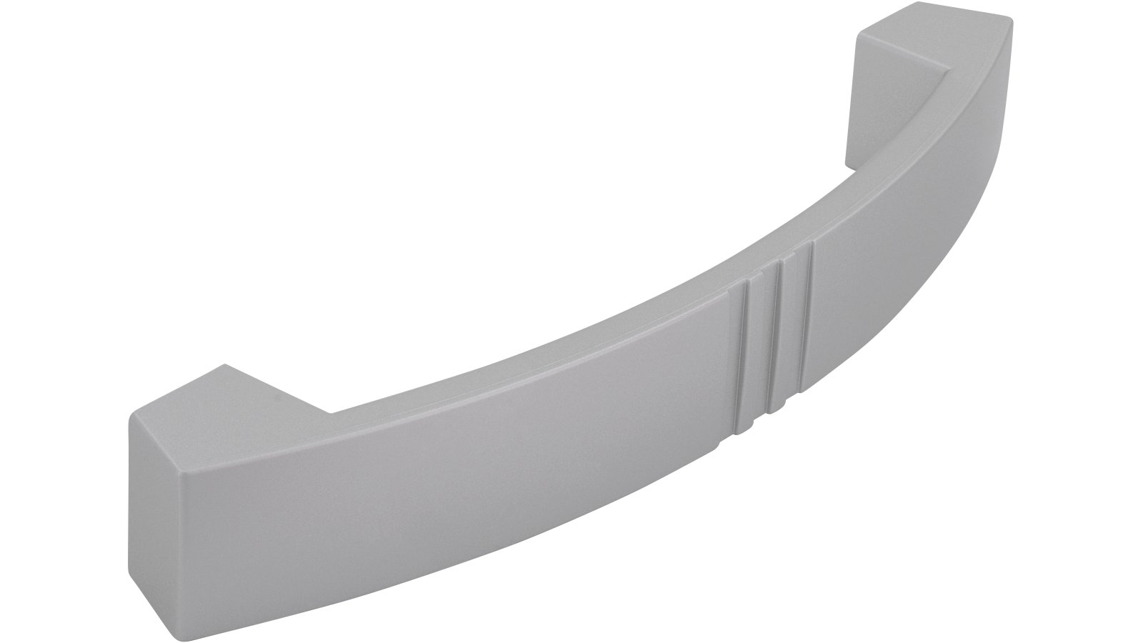 Griff Haltern Kunststoff metallisiert weißaluminium - 146 mm lang  vor weißem Hintergrund