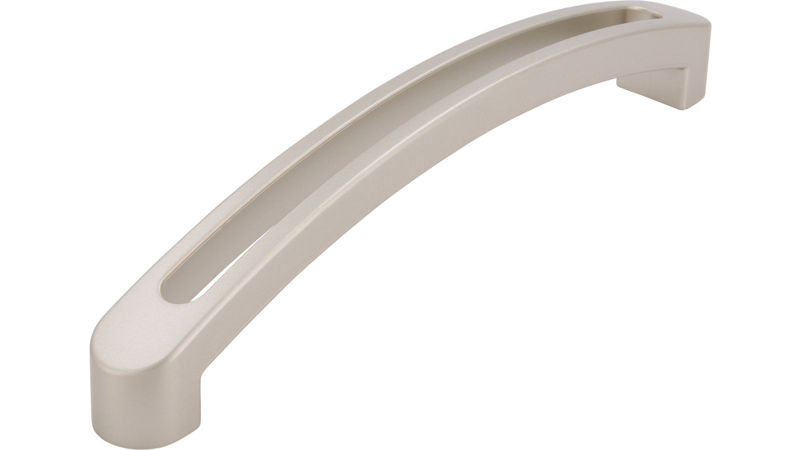 Moebelgriff-Hofheim-nickel-Kunststoff-laenge-142-663496 Griff Hofheim Kunststoff metallisiert nickel - 142 mm lang vor weißem Hintergrund