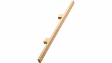 Griff JAPAN Holz Eiche - Lackiert - 384 mm lang  vor weißem Hintergrund