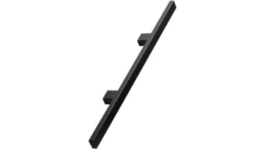 Griff JAPAN Holz Asche - Schwarz gebeizt - 384 mm lang vor weißem Hintergrund