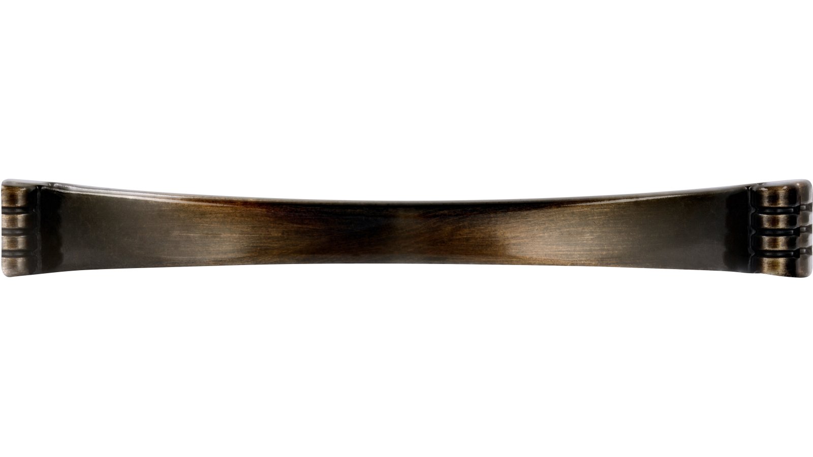 Moebelgriff-Kirchheim-brueniert-messing-Messing-Zinkdruckguss-laenge-113-406760-front Griff Kirchheim Druckguss altmessingfarbig brüniert getrommelt - 113 mm lang vor weißem Hintergrund