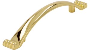 Griff Kirchheim Druckguss glänzend vermessingt - 113 mm lang  vor weißem Hintergrund