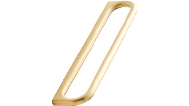 Griff LUCK Zink - Gold gebürstet - 179 mm lang vor weißem Hintergrund