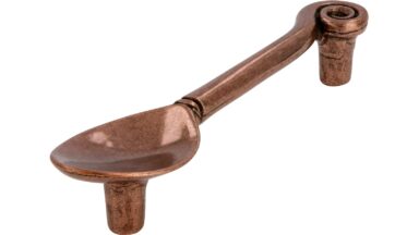 Griff Löffel Druckguss kupferfarbig brüniert - 123 mm lang vor weißem Hintergrund