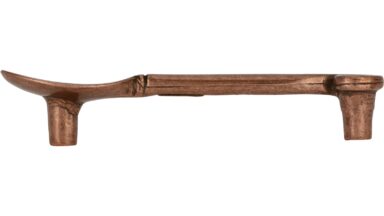Griff Löffel Druckguss kupferfarbig brüniert - 123 mm lang  vor weißem Hintergrund