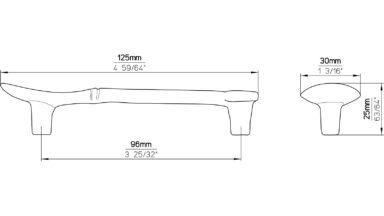 Griff Löffel Druckguss kupferfarbig brüniert - 123 mm lang  vor weißem Hintergrund