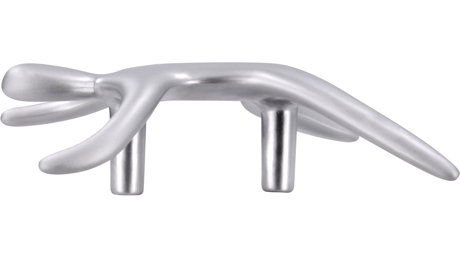 Griff Männchen Druckguss chrom matt - 90 mm lang  vor weißem Hintergrund