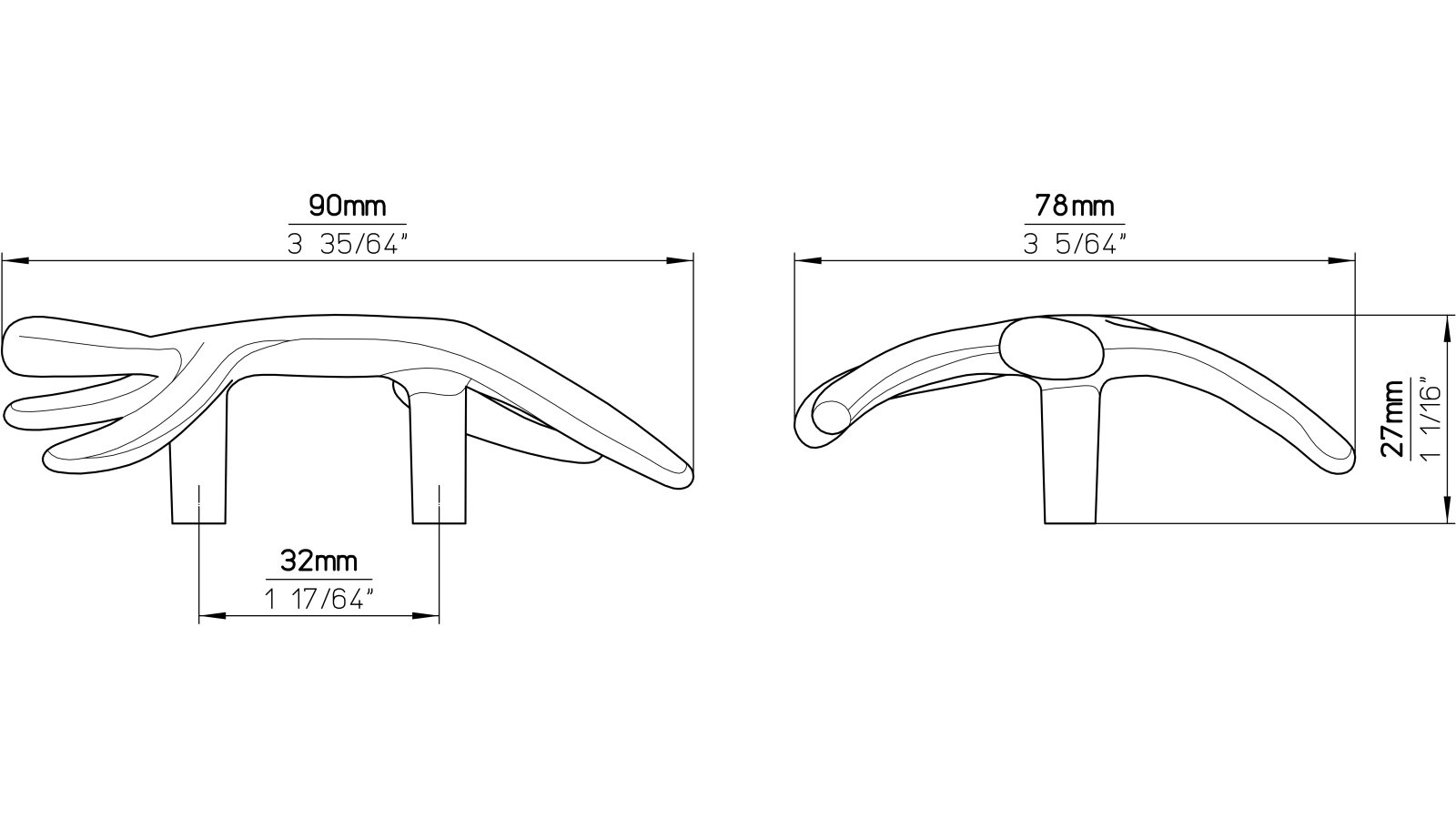 Griff Männchen Druckguss chrom matt - 90 mm lang  vor weißem Hintergrund