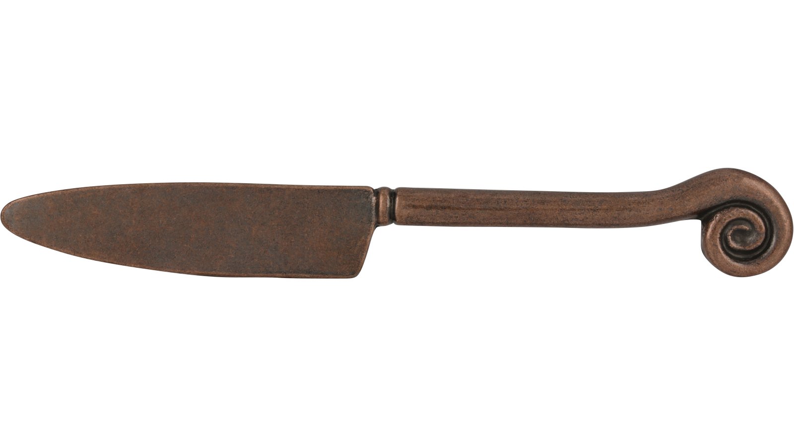 Griff Messer Druckguss kupferfarbig brüniert - 139 mm lang  vor weißem Hintergrund