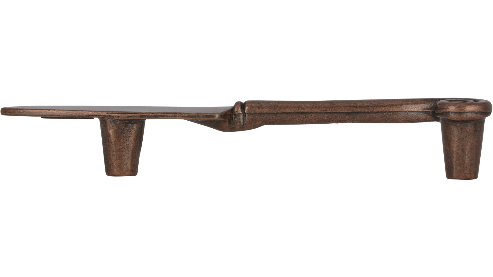 Griff Messer Druckguss kupferfarbig brüniert - 139 mm lang  vor weißem Hintergrund