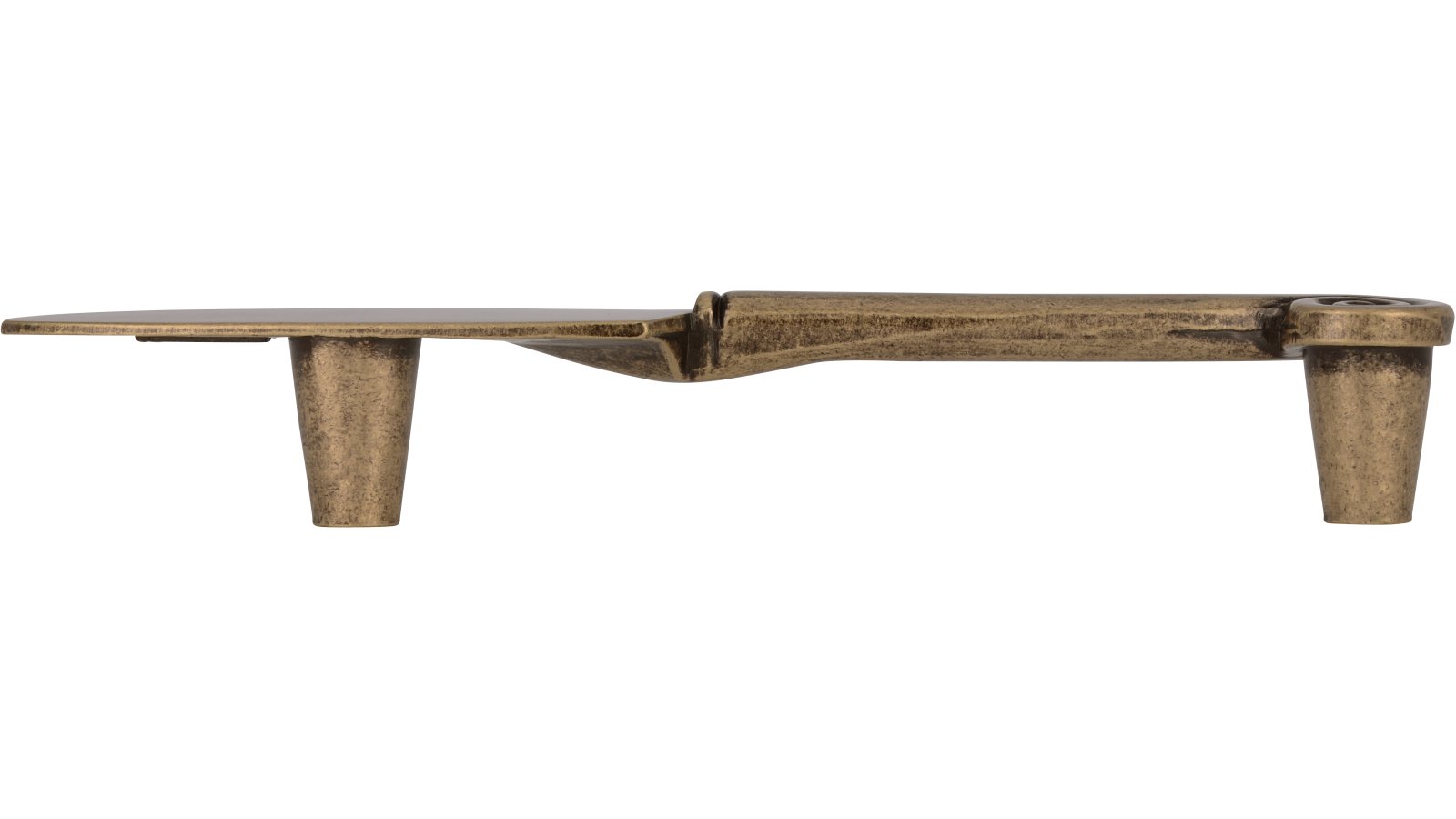 Griff Messer Druckguss altmessingfarbig brüniert getrommelt - 139 mm lang  vor weißem Hintergrund