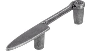Griff Messer Druckguss zinnfarbig - 112 mm lang  vor weißem Hintergrund