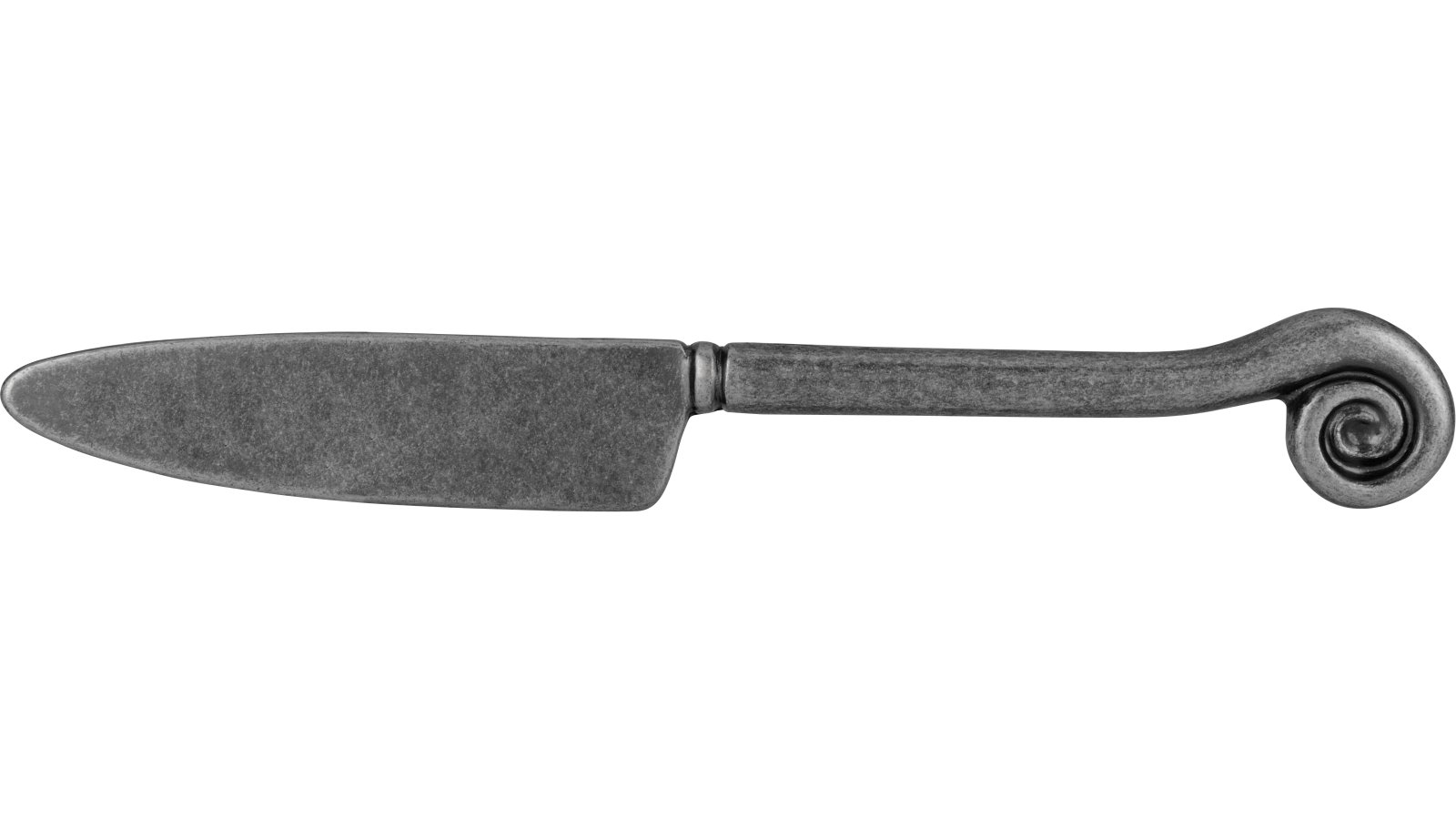 Griff Messer Druckguss zinnfarbig - 139 mm lang  vor weißem Hintergrund