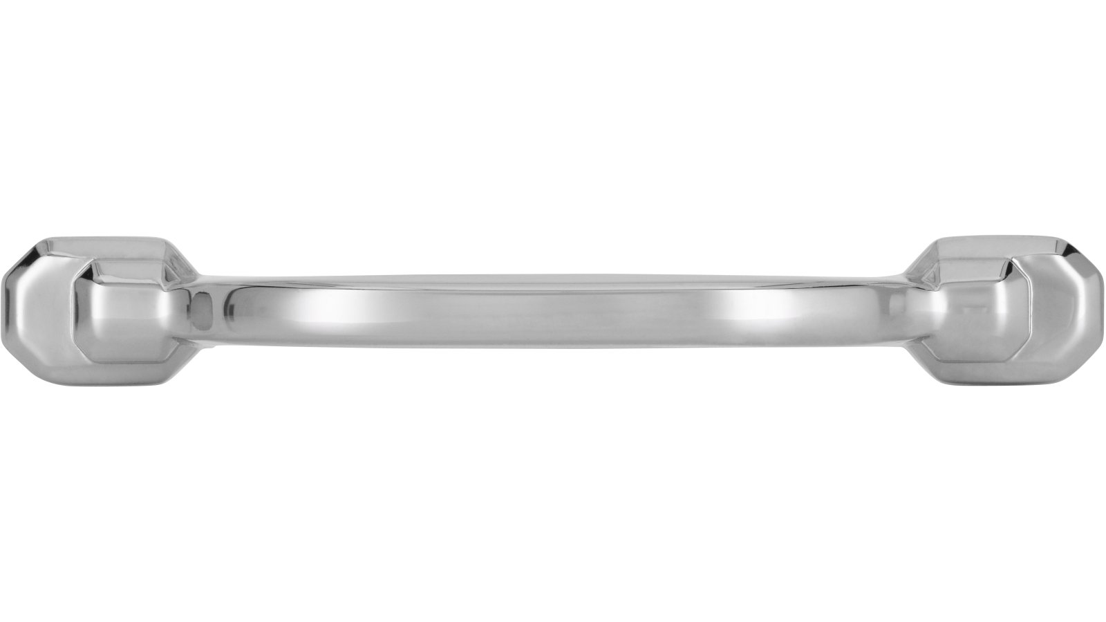 Griff Mühlhausen Druckguss chrom glänzend - 105 mm lang  vor weißem Hintergrund