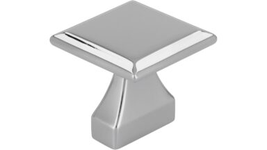 Griff Olm Druckguss chrom glänzend - 32 mm lang vor weißem Hintergrund