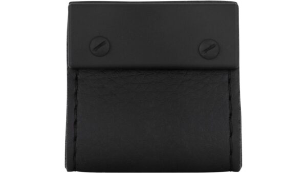 Griff Osterburg Druckguss Schwarz Leder - 50 mm lang  vor weißem Hintergrund