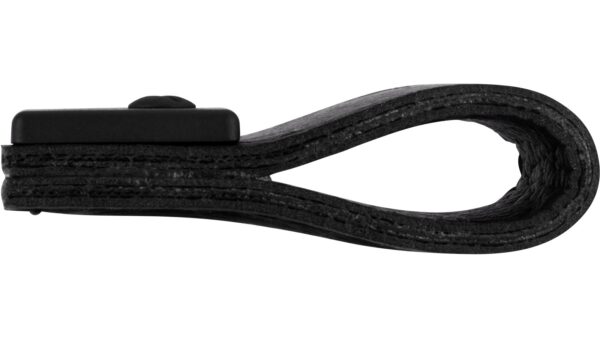 Griff Osterburg Druckguss Schwarz Leder - 50 mm lang  vor weißem Hintergrund