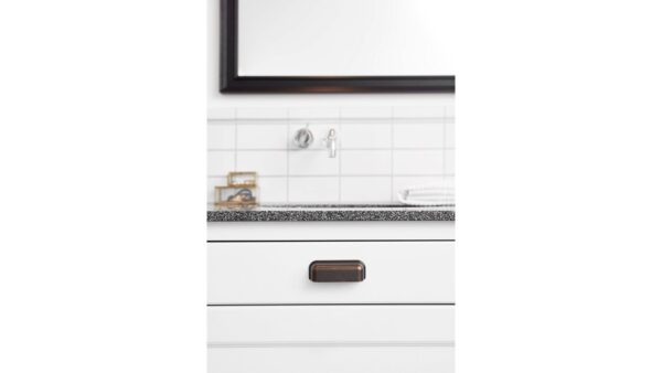 Griff PORT Zink - Braun antik - 112 mm lang  vor weißem Hintergrund