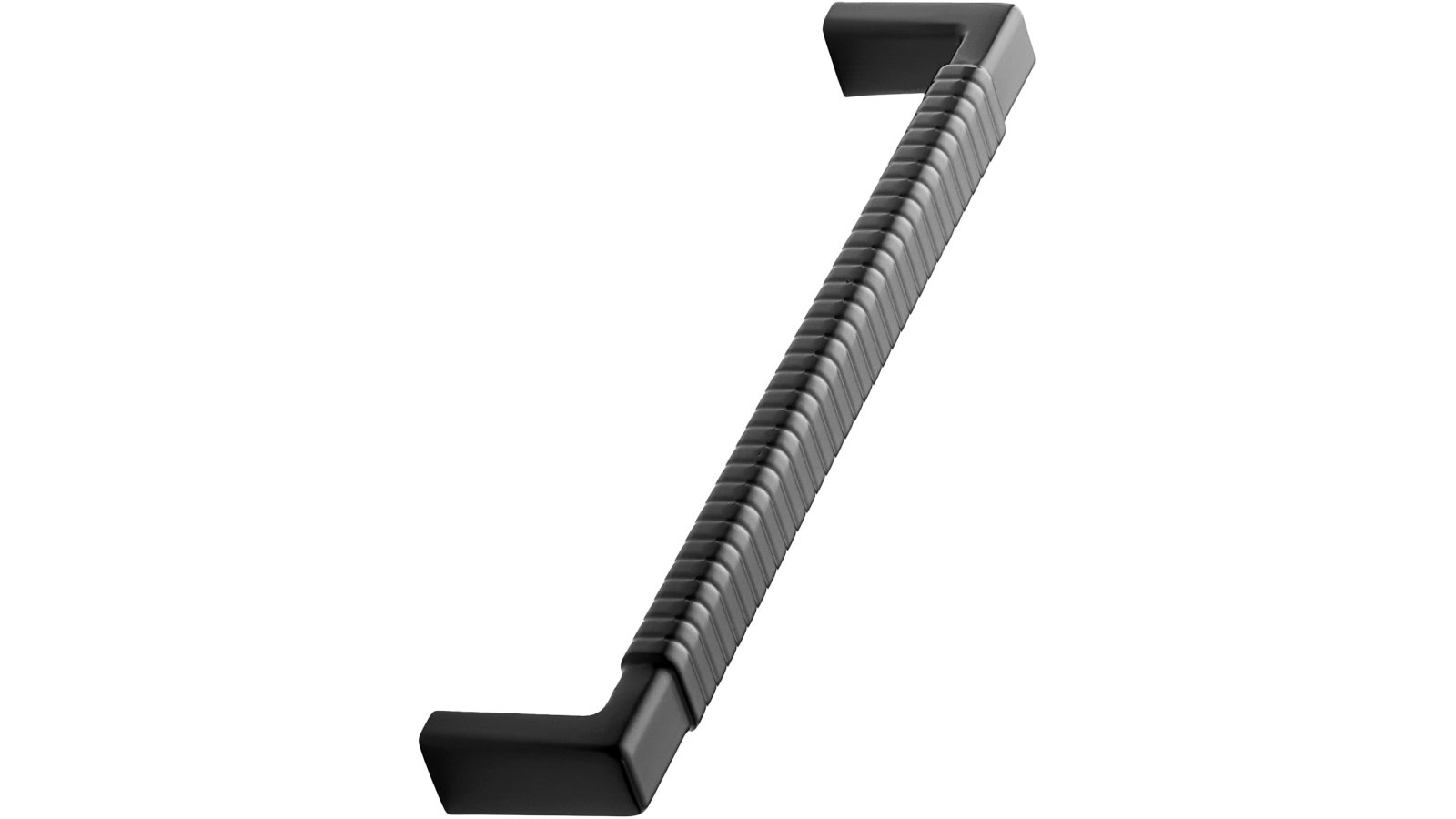 Griff RATTAN Zink - Schwarz matt - 168 mm lang  vor weißem Hintergrund