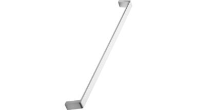 Griff SEAM Aluminium - Edelstahloptik - 330 mm lang vor weißem Hintergrund