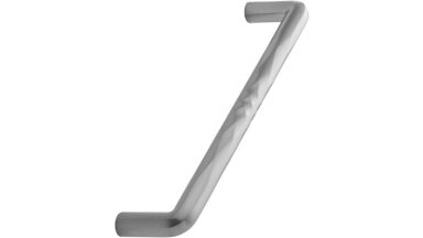 Griff SHUFFLE Zink - Edelstahloptik - 172 mm lang vor weißem Hintergrund