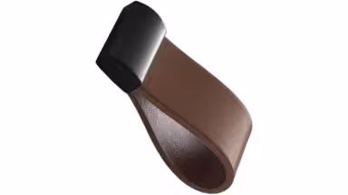 Griff STRAP Leder,Zink - Cognac/schwarz - 31 mm lang vor weißem Hintergrund