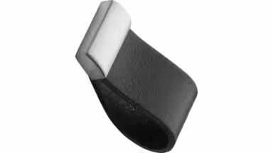 Griff STRAP Leder,Zink - Schwarz/Edelstahloptik - 31 mm lang vor weißem Hintergrund