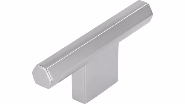 Griff Straubenhardt Druckguss chrom glänzend - 75 mm lang  vor weißem Hintergrund