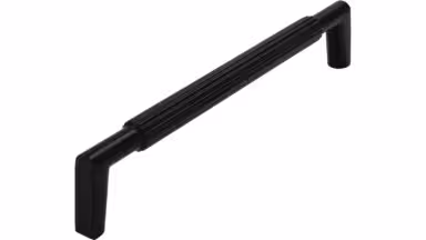 Griff Stripes-Massiv Druckguss schwarz matt pulverbeschichtet - 168 mm lang vor weißem Hintergrund