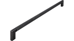 Griff Stripes Aluminium/Druckguss eisenfarbig getrommelt matt eisenfarbig getrommelt matt - 334 mm lang  vor weißem Hintergrund