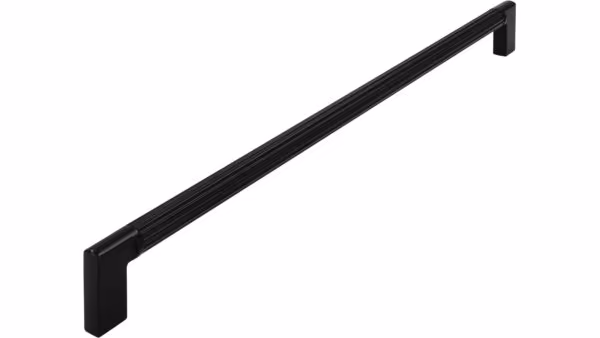 Griff Stripes Aluminium/Druckguss schwarz matt pulverbeschichtet schwarz matt pulverbeschichtet - 334 mm lang  vor weißem Hintergrund