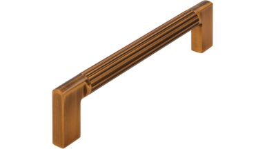 Griff Stripes Aluminium/Druckguss messing schwarz gebürstet messing schwarz gebürstet - 142 mm lang vor weißem Hintergrund