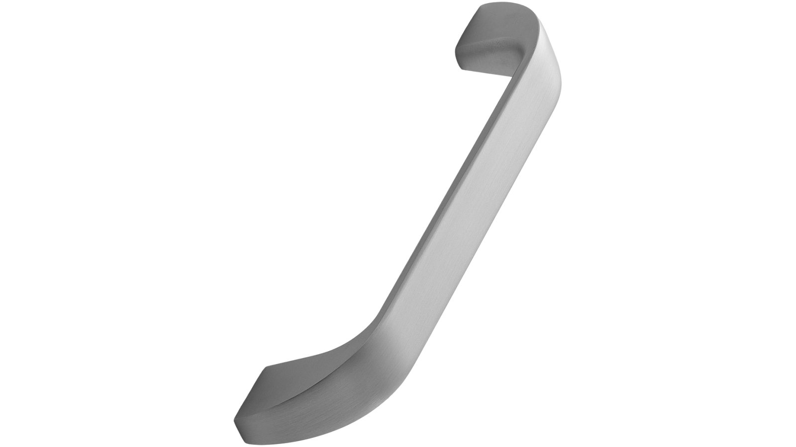 Griff TANGERINE Aluminium - Edelstahloptik - 146 mm lang  vor weißem Hintergrund