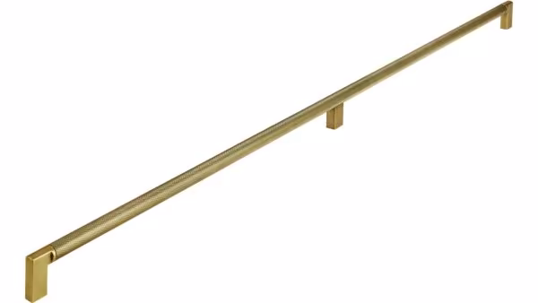 Griff Threesixty Aluminium - Druckguss messingfarbig getrommelt matt messingfarbig getrommelt matt - 750 mm lang vor weißem Hintergrund