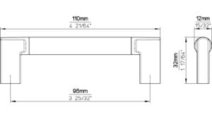 Griff Threesixty Aluminium - Druckguss schwarz matt pulverbeschichtet schwarz matt pulverbeschichtet - 110 mm lang  vor weißem Hintergrund