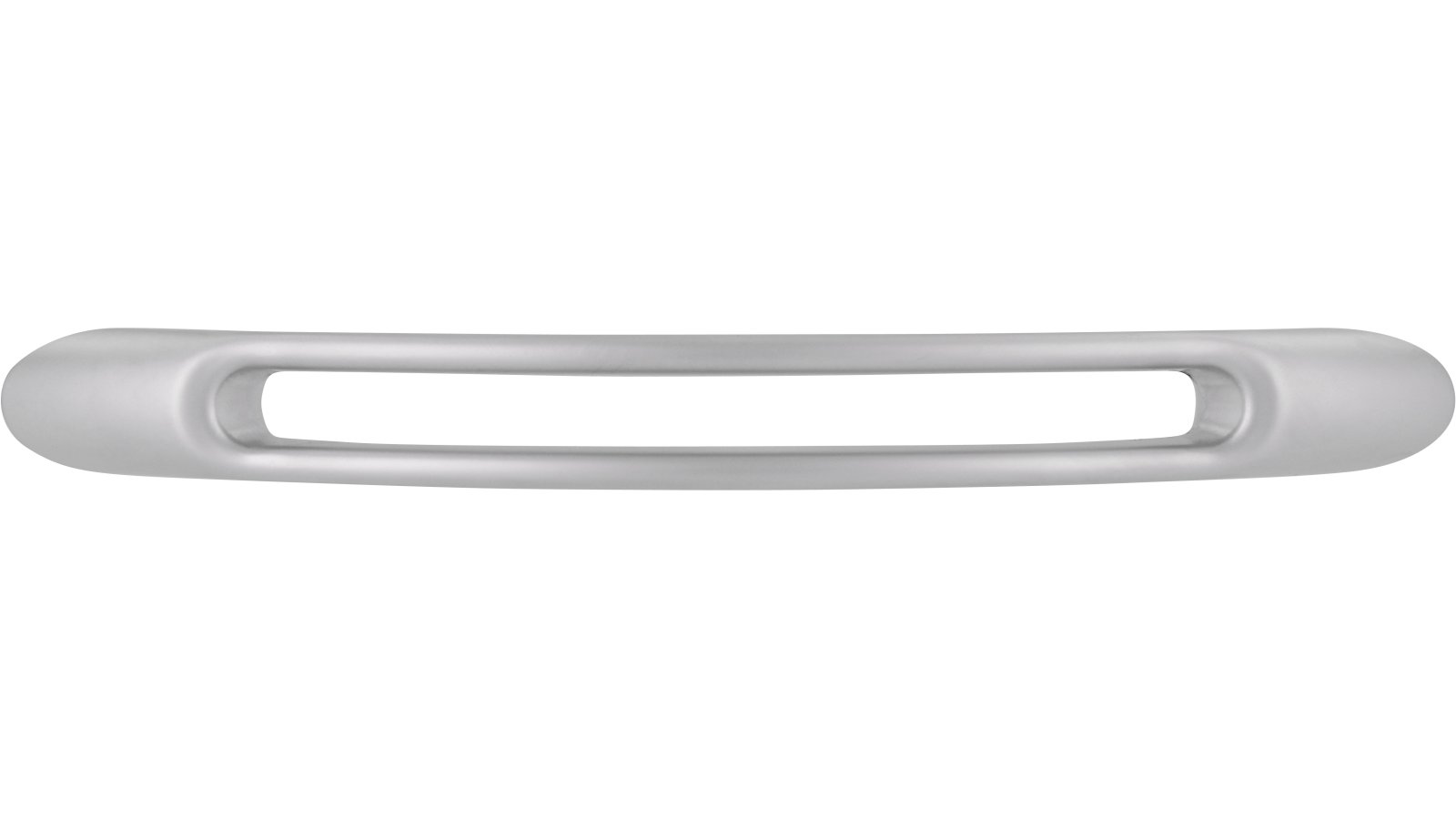 Griff Töging Druckguss chrom matt - 135 mm lang  vor weißem Hintergrund