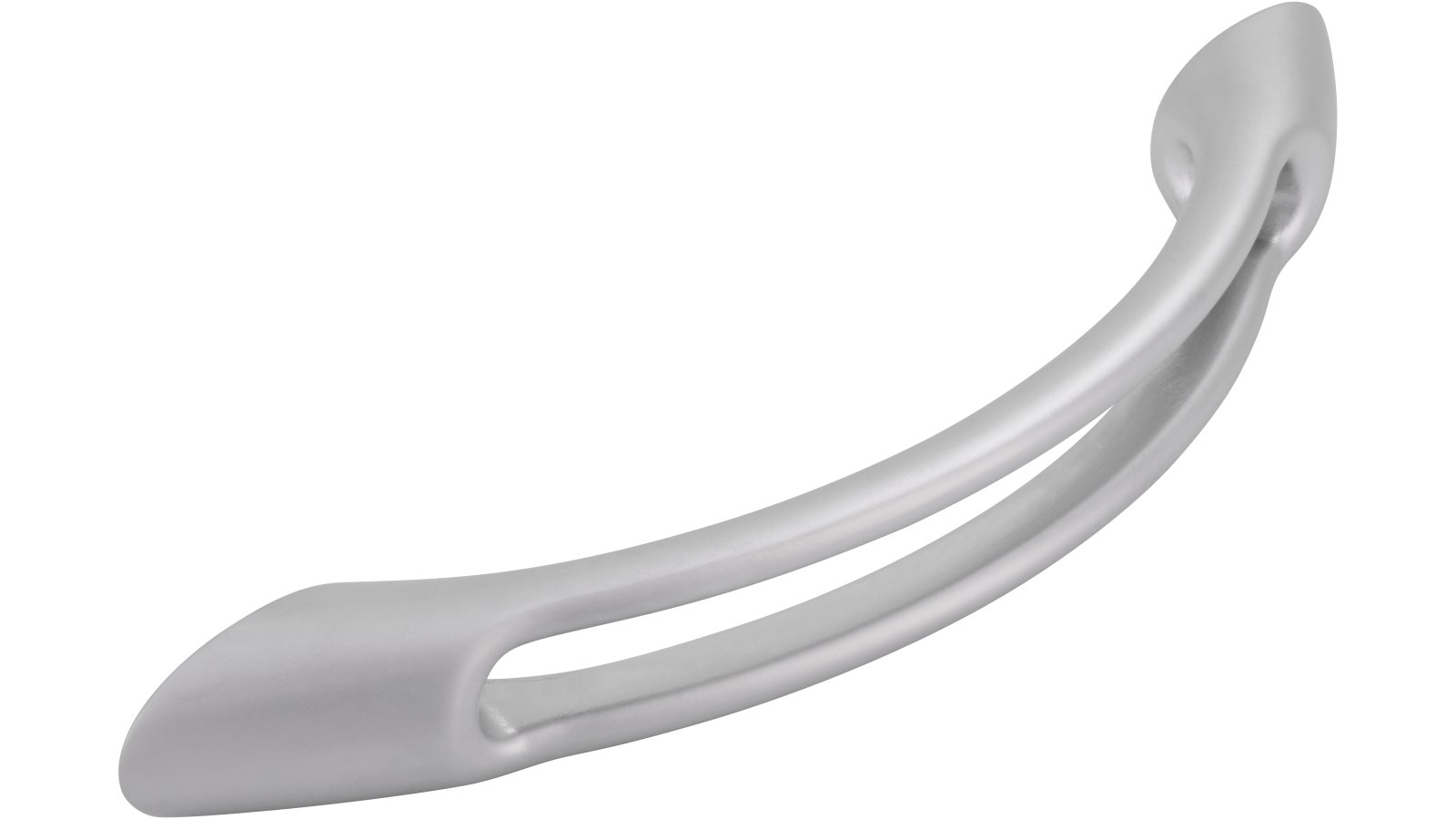 Griff Töging Druckguss chrom matt - 135 mm lang  vor weißem Hintergrund