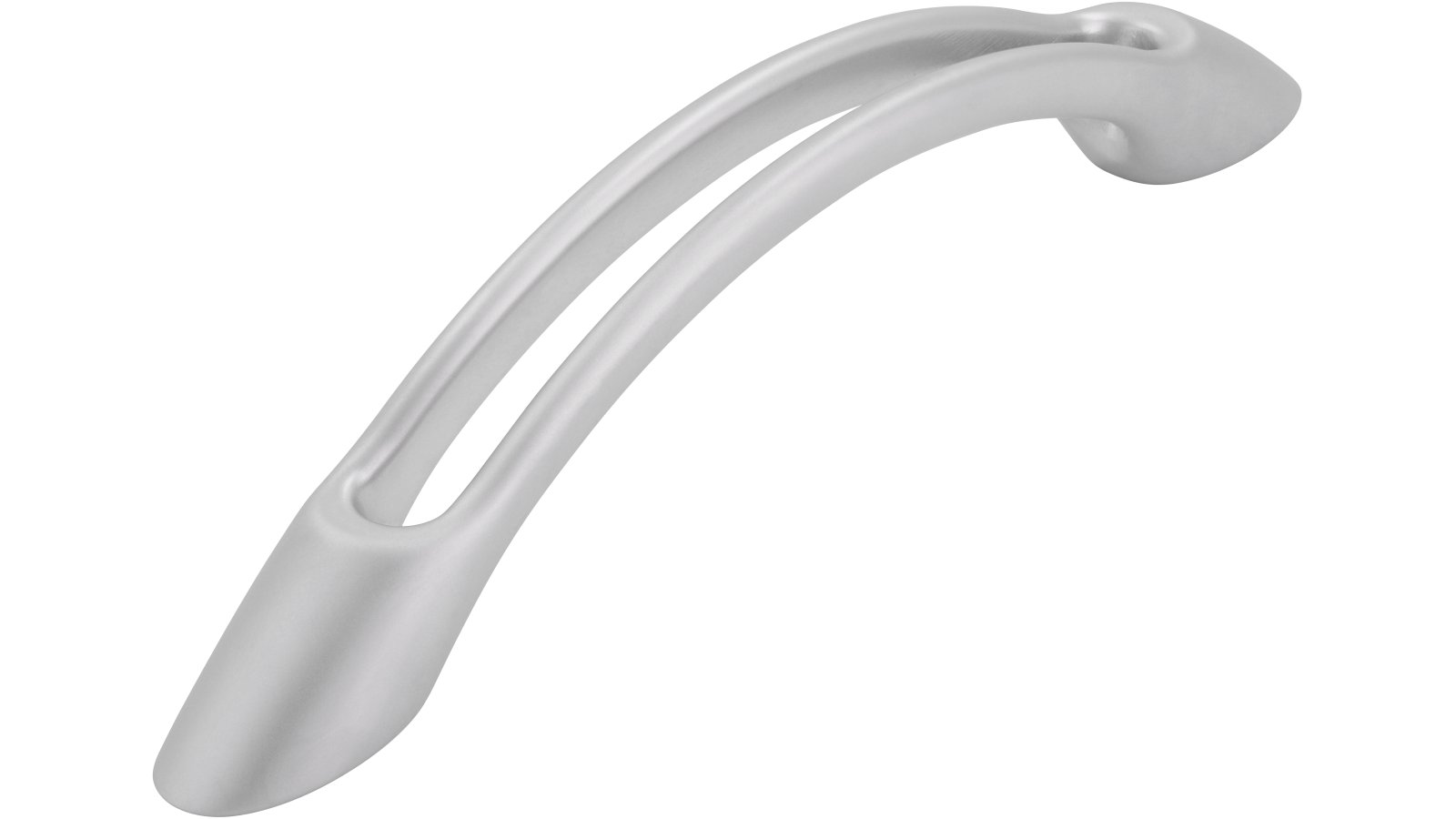 Griff Töging Druckguss chrom matt - 135 mm lang  vor weißem Hintergrund