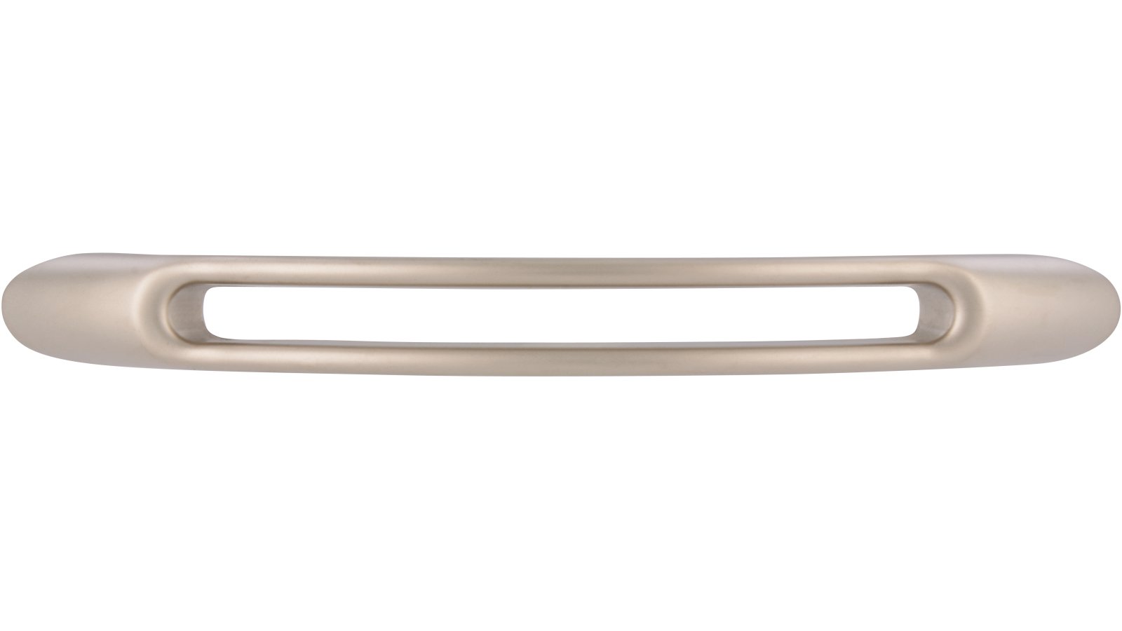 Griff Töging Druckguss matt vernickelt - 135 mm lang  vor weißem Hintergrund