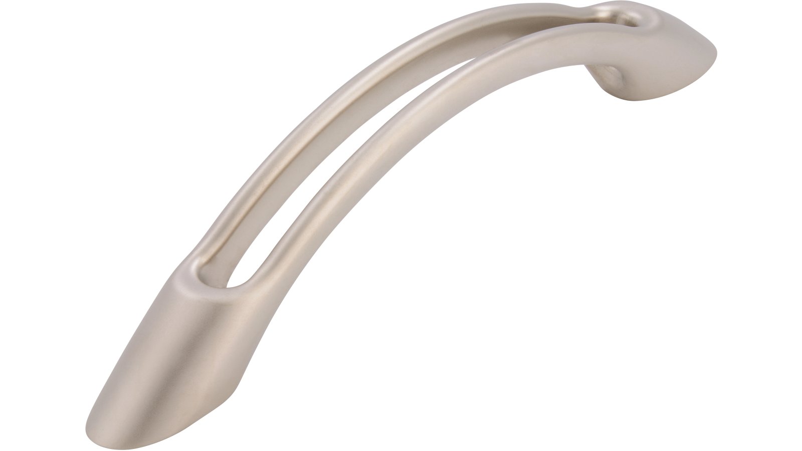 Griff Töging Druckguss matt vernickelt - 135 mm lang  vor weißem Hintergrund