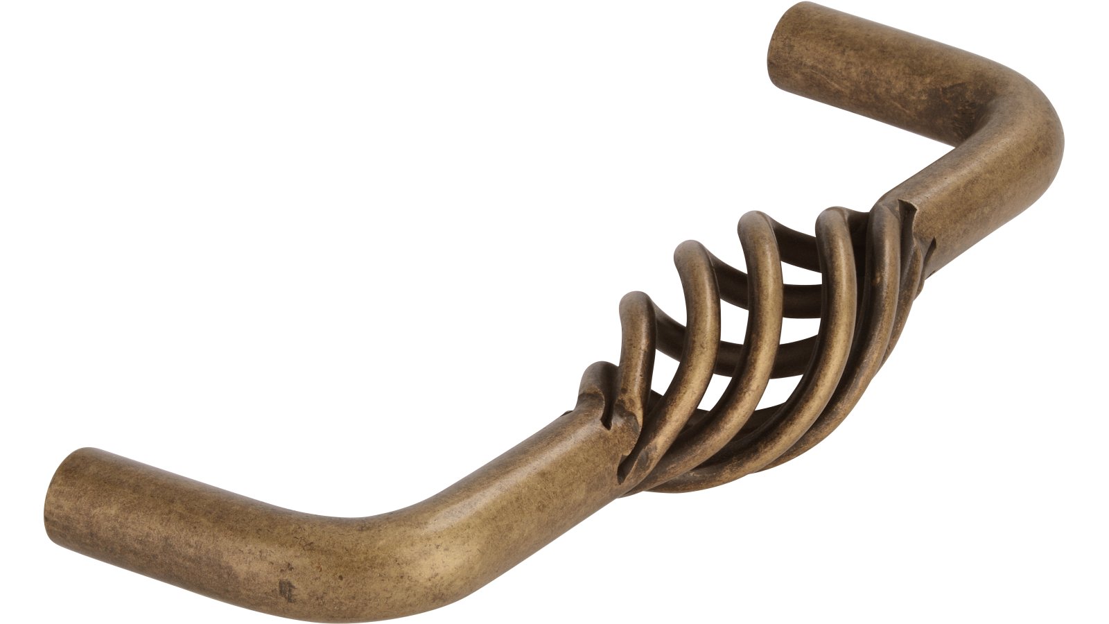 Moebelgriff-UEbach-Palenberg-brueniert-messing-Stahl-Messing-laenge-104-566886-seitlich Griff Übach-Palenberg Stahl altmessingfarbig brüniert getrommelt - 104 mm lang vor weißem Hintergrund