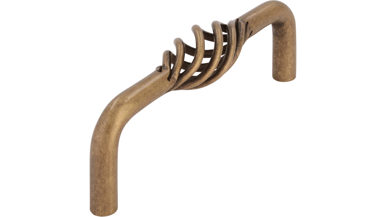 Moebelgriff-UEbach-Palenberg-brueniert-messing-Stahl-Messing-laenge-104-566886 Griff Übach-Palenberg Stahl altmessingfarbig brüniert getrommelt - 104 mm lang vor weißem Hintergrund